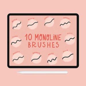 Pinceaux procréer | Ensemble de pinceaux Procreate | Pack de pinceaux Monoline | Lettrage iPad | Brosses de lettrage Procreate | Application Procreate | Ligne texturée