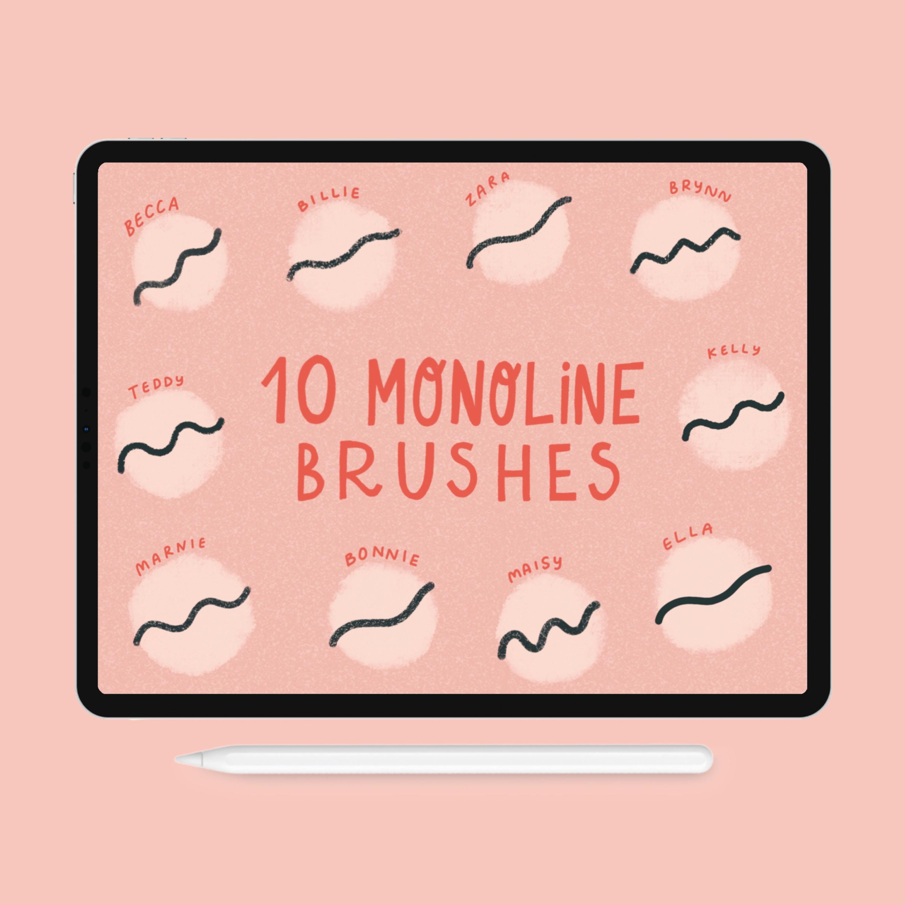 Procreate Brushes | Procreate Brush Set | Monoline Brush Pack | iPad ...