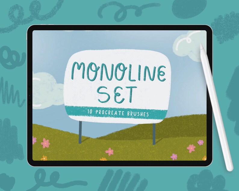 Procreate Brushes | Procreate Brush Set | Monoline Brush Pack | iPad ...