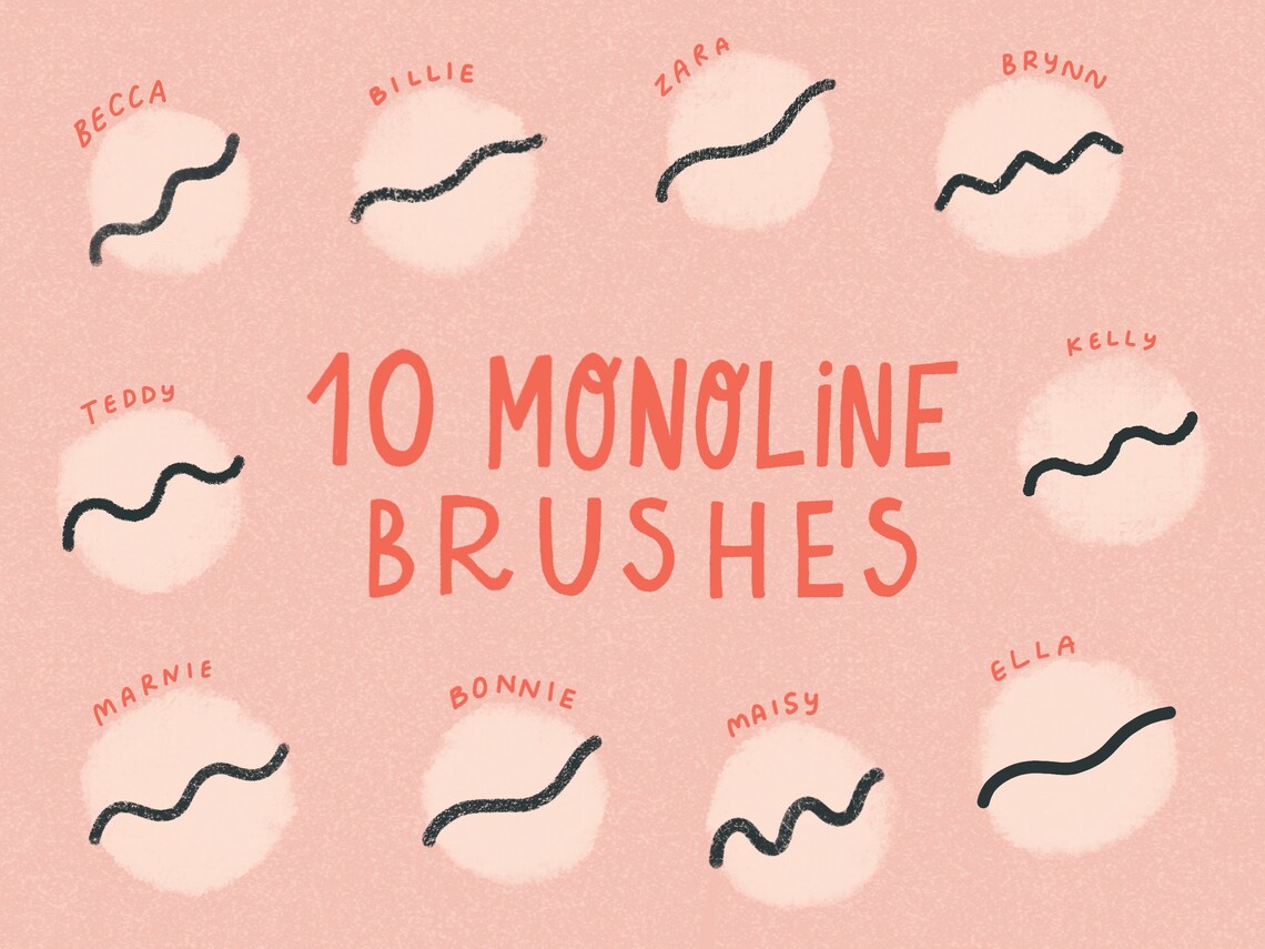 Procreate Brushes | Procreate Brush Set | Monoline Brush Pack | iPad ...