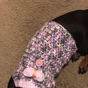 Pink and Grey Bow Dog Sweater