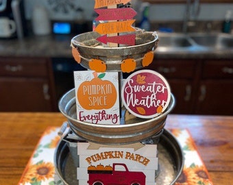 Fall mini tier tray signs