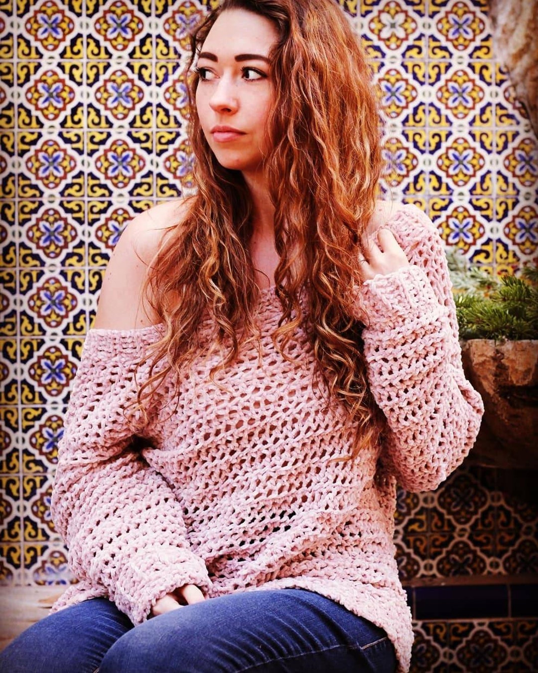 Crochet off the Shoulder Sweater - Etsy