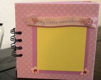 Sweetheart Scrapbook Album, Handmade 5x5 brag book, baby girl scrapbook, memories,