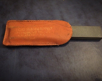 Vintage Carborundum Razor Honing Stone – Whetstone with Original Leather Pouch, Niagara Falls USA – Free U.S. Shipping