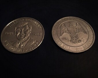 Two Governor Mississippi Bill Allain 1980s Democratic Political Campaign Tokens – Free Shipping