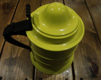 Vintage Italian "Olde Tankardware" Retro Yellow Ice Bucket – Seymour Mann Imports Pewtertone Cooler – Free Shipping