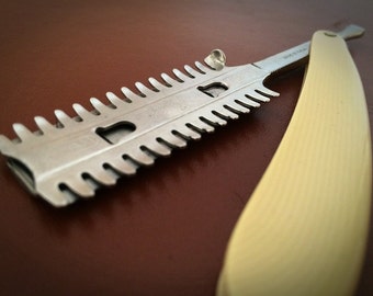 Antique 1920s Durham Duplex Straight Razor with French Ivory Celluloid Handle – Vintage Grooming Tool – Free Shipping