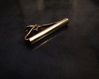 Vintage Silver‑Tone Half‑Round Mod Tie Bar Clasp Tie Clip – Mid‑Century Style – Free Shipping