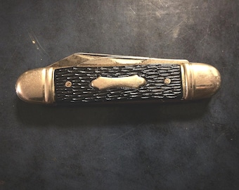 Vintage The Ideal USA 2-Blade Black Pocket Knife - Free U.S. Shipping!