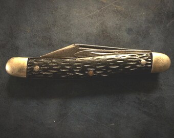 Vintage Kingston Cutlery Company USA 2 Blade Serpentine Pocket Knife K-250 Jack Knife - Free U.S. Shipping!