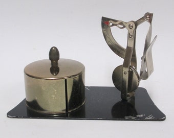 Vintage Postal Scale Stamp Dispenser, 1950s Brass Desk Postage Dispenser & Holder, Retro Office Supply made in Japan