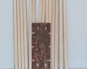 Antique Hoosier Cabinet Metal Side Bracket and Part of a Tambour Roll Door, Rusty Salvage, Restoration Replacement Hardware for Old Hutch