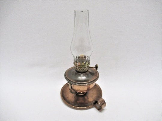 Vintage Hilco Copper Hong Kong Oil Lamp With Finger Hold, Small