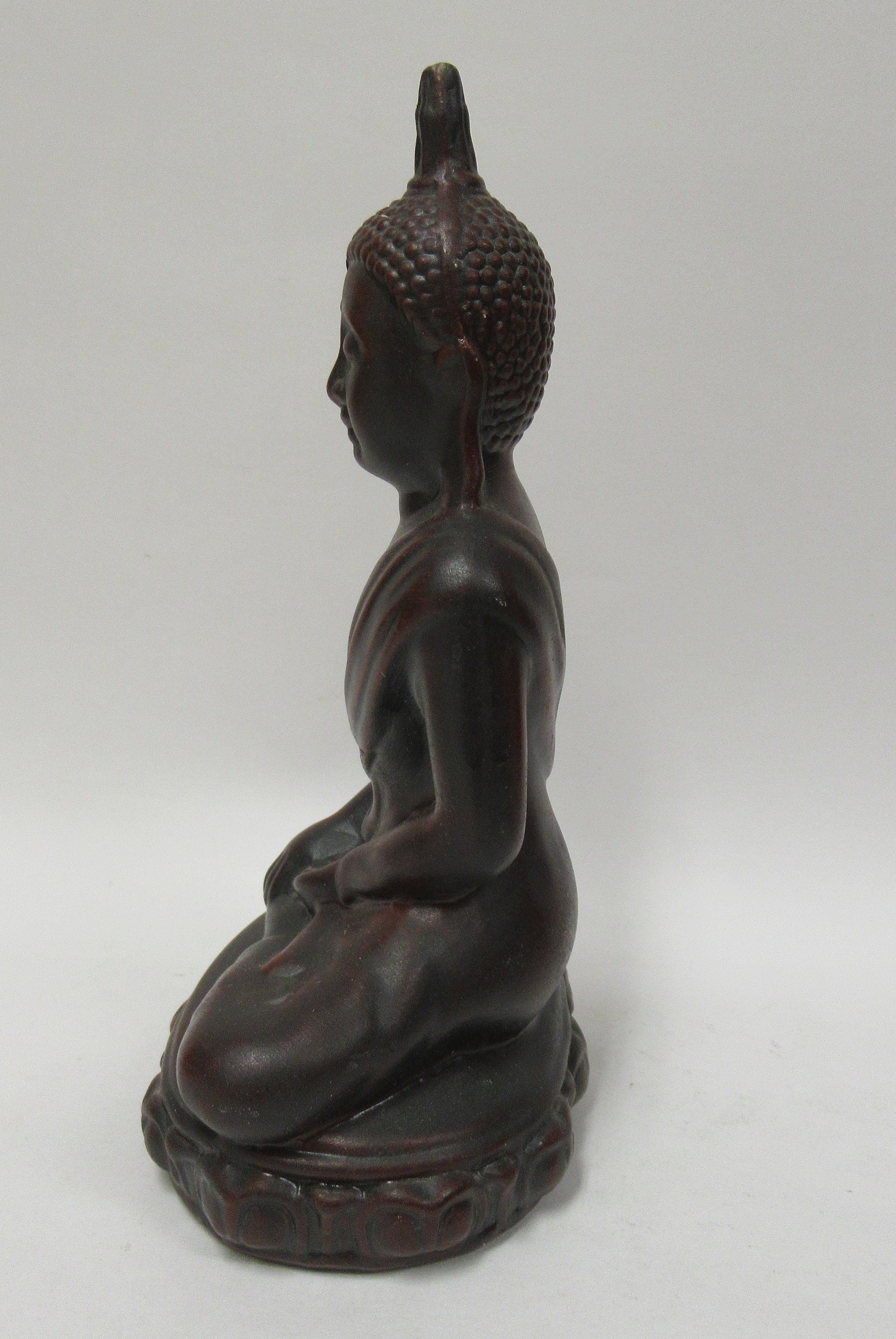 Vintage Ceramic Buddha Figurine Oxblood Maroon Painted Etsy