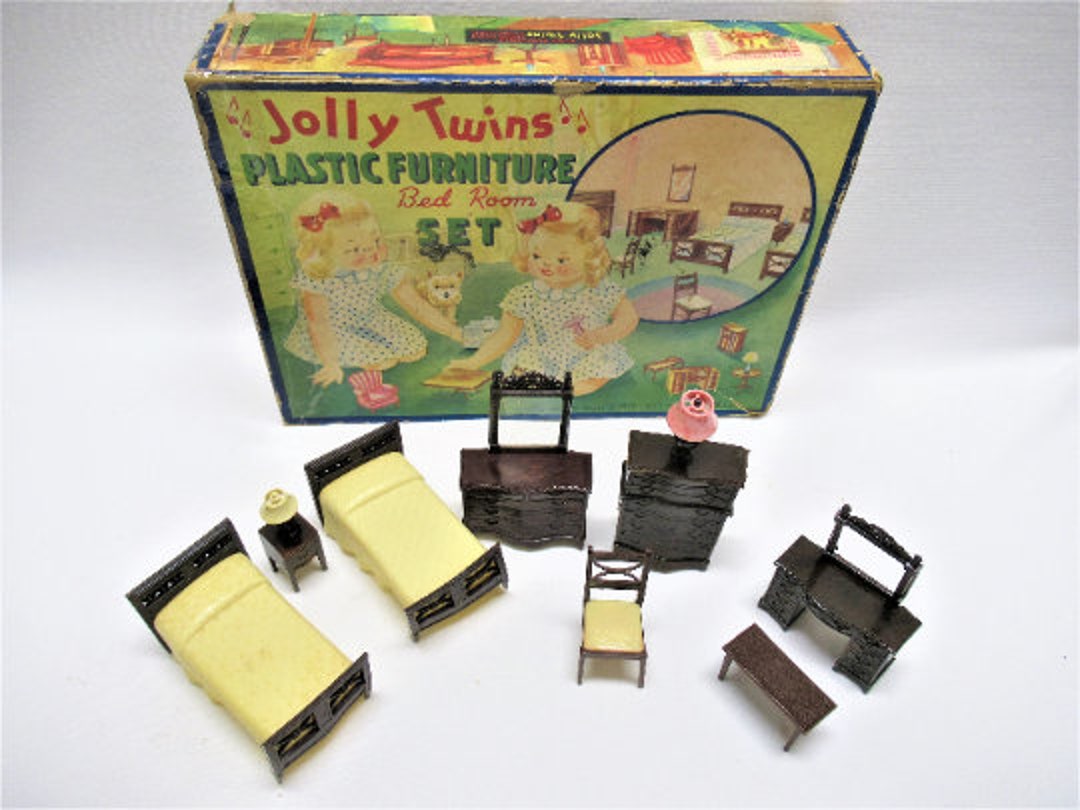 Vintage Renwal Jolly Twins Bedroom Set 10 Pc Dollhouse Beds Etsy