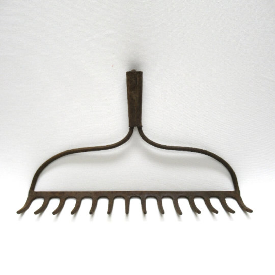 Vintage Iron Rake Head, Chippy Primitive With 14 Tines, Rustic Rusty ...