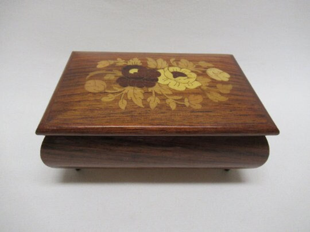 Vintage Sorrento Reuge Jewelry Music Box, 1950s Made Italy With Inlaid