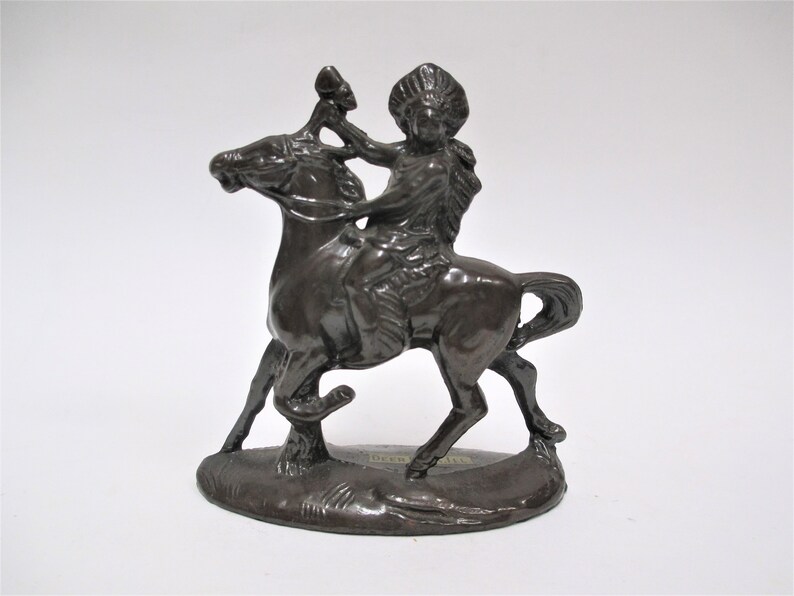 Vintage Cast Iron Indian on Horse Paperweight Native American Etsy