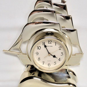 Sailboat Rocking Clock Vintage Rhythm Rocking Ship Clock, Mid Century Japan 1950s-60s Gold ...