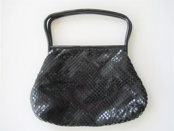 Vintage Black Lumured Tile Bead Handbag, 1960s Cor
