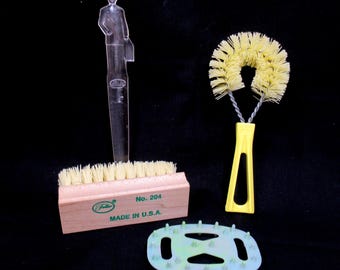 Lot of 4 Vintage Fuller Brush Household Items; 2 Vegetable Brushes, Letter Opener & Soap Holder, Made USA NEVER Used...all one price