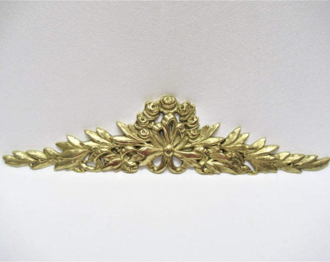 Vintage SOLID Brass Bow & Flowers Escutcheon Wall Hanging, Picture or ...