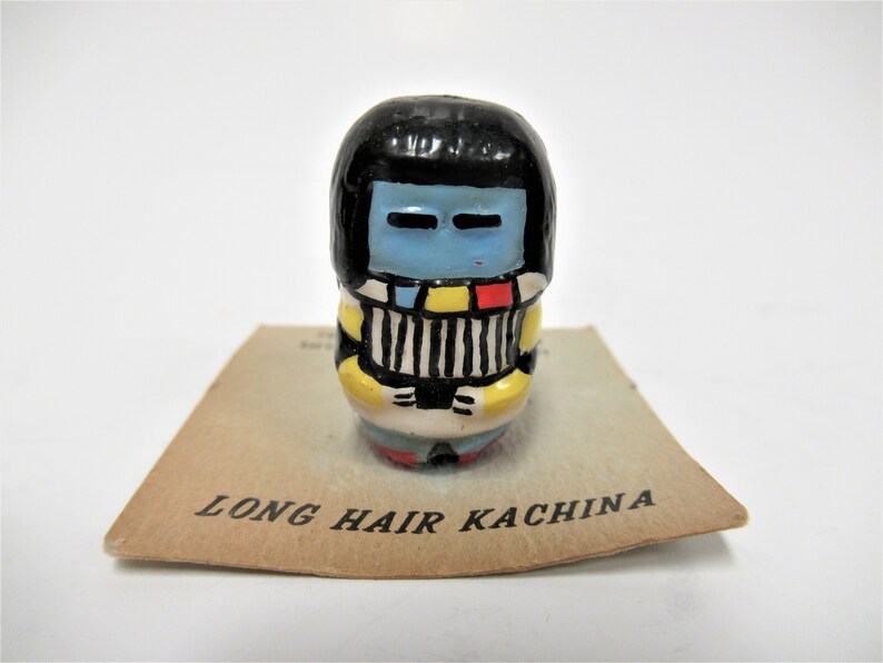 Vintage Long Hair Kachina Miniature Wood Peublo Doll Hopi Etsy