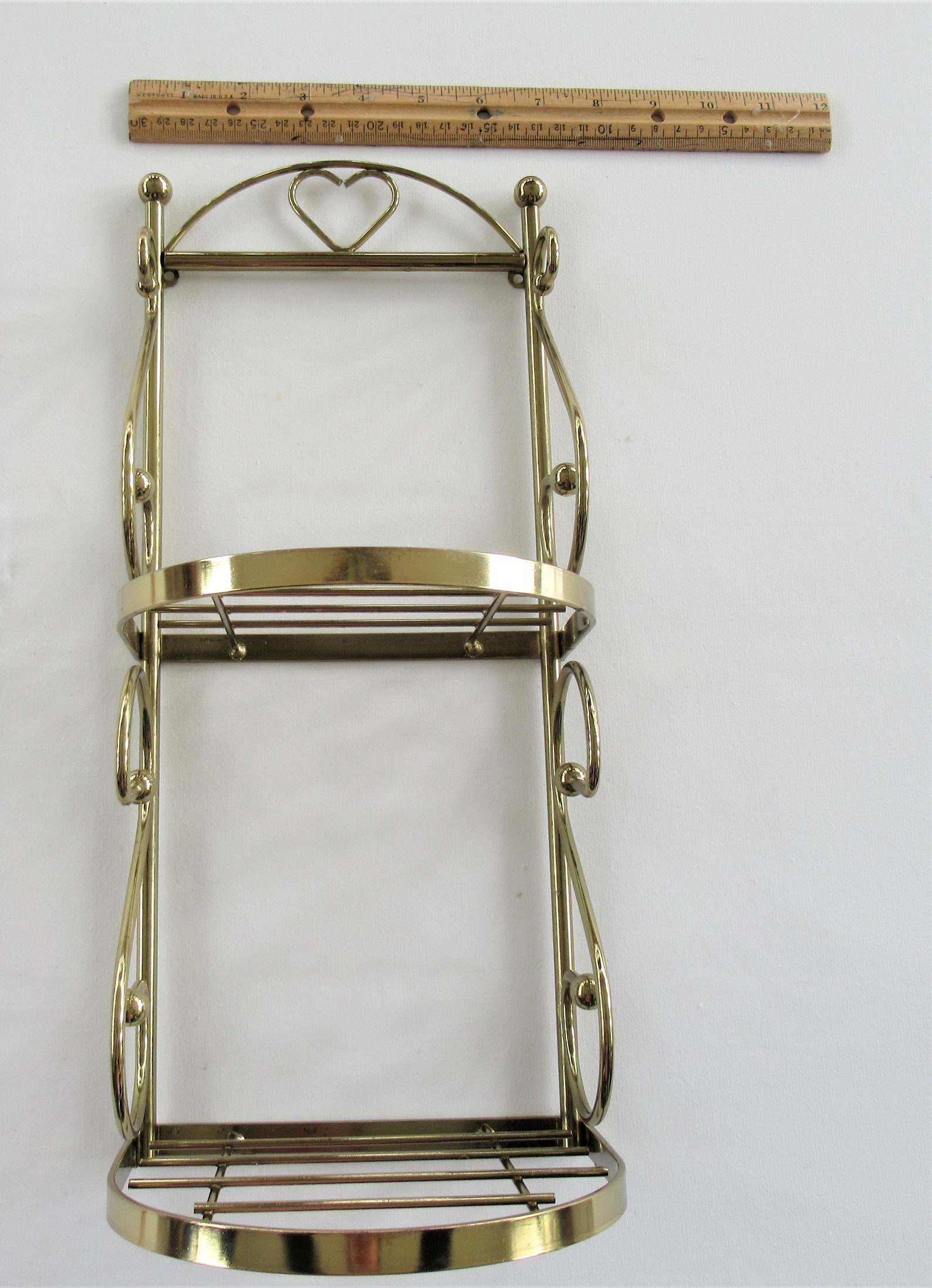 Vintage Metal 2 Tier Shelf Small Gold Tone Shelves with Heart Etsy