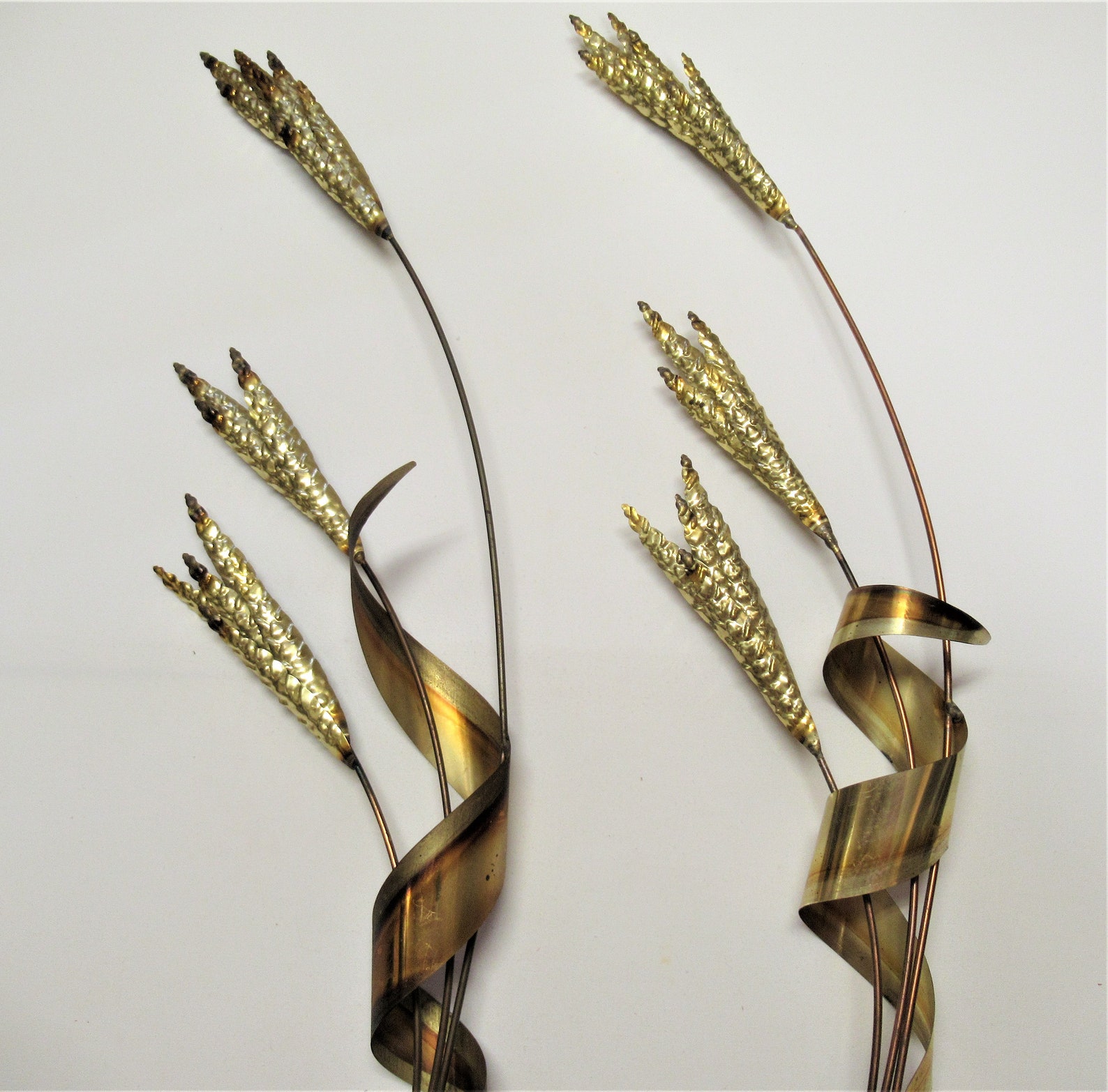 2 Vintage Wheat Spray Metal Wall Art Homco Burnished Brass Etsy