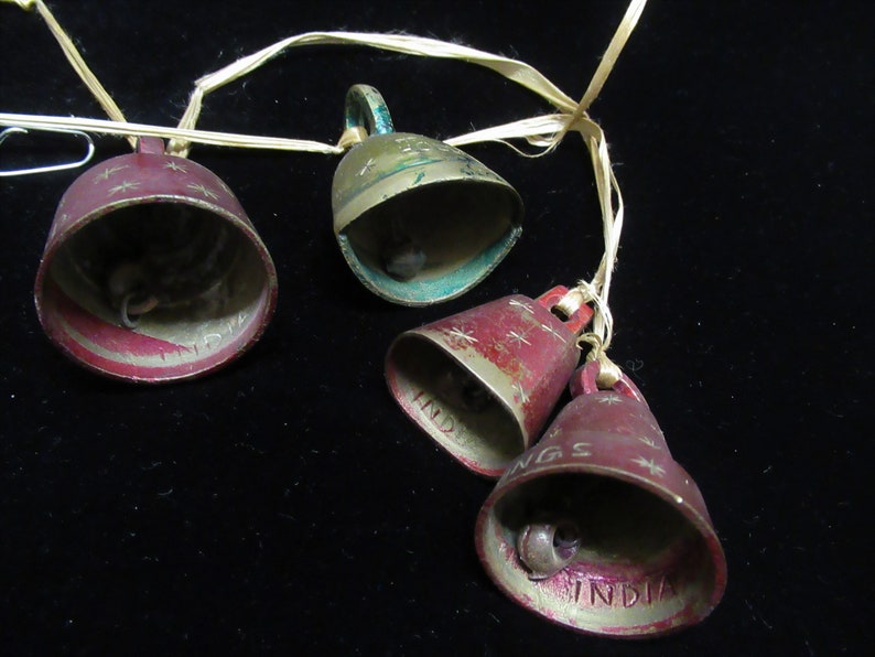 4 Vintage Brass Christmas Bells of India Lot of Etched Bells Etsy