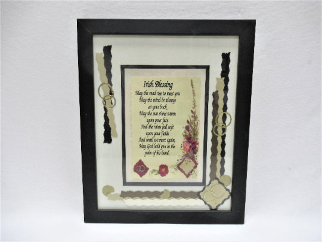 Vintage Framed Irish Blessing, Naturally Irish 3D Wall Decor Handmade