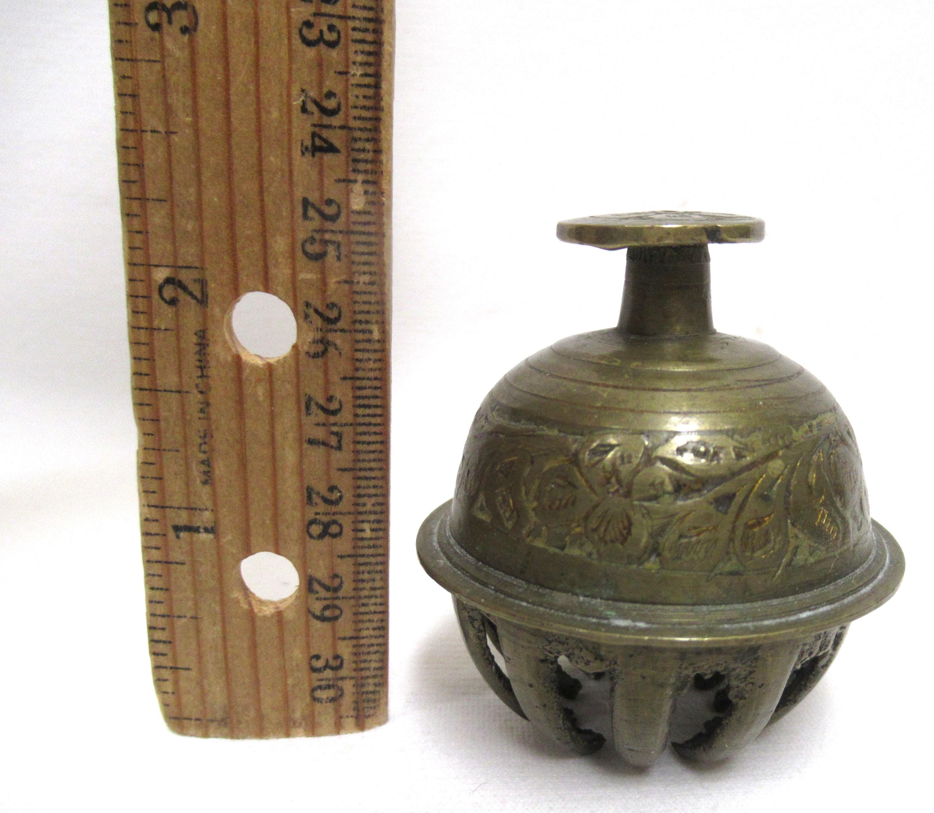 Vintage Etched Brass Elephant Claw Bell, 1960s Handmade India Bell With ...