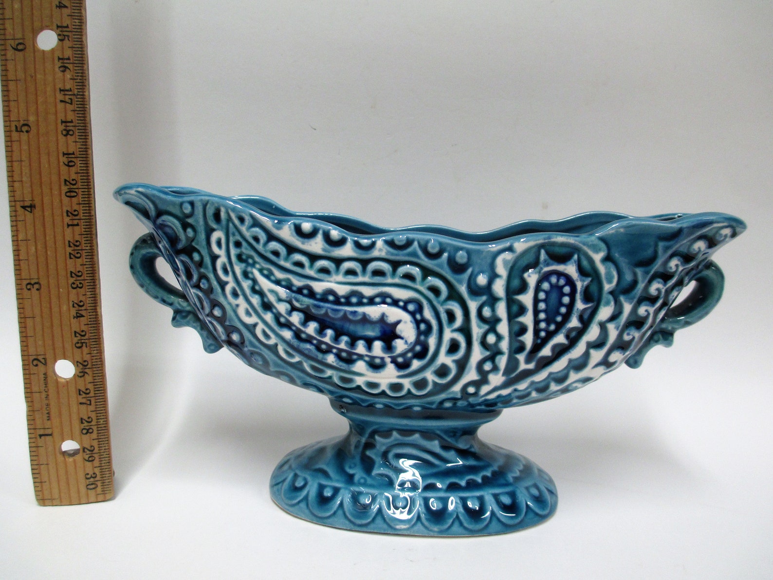Vintage Relpo Blue Paisley Planter 5880 MCM Japan Pottery Etsy