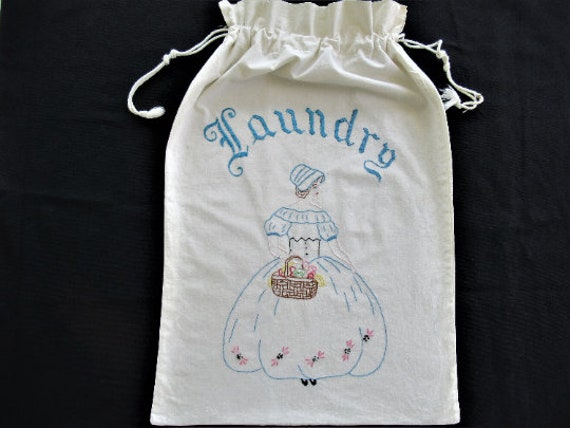 Vintage Needlepoint Laundry Bag Handmade Drawstring Laundry - Etsy