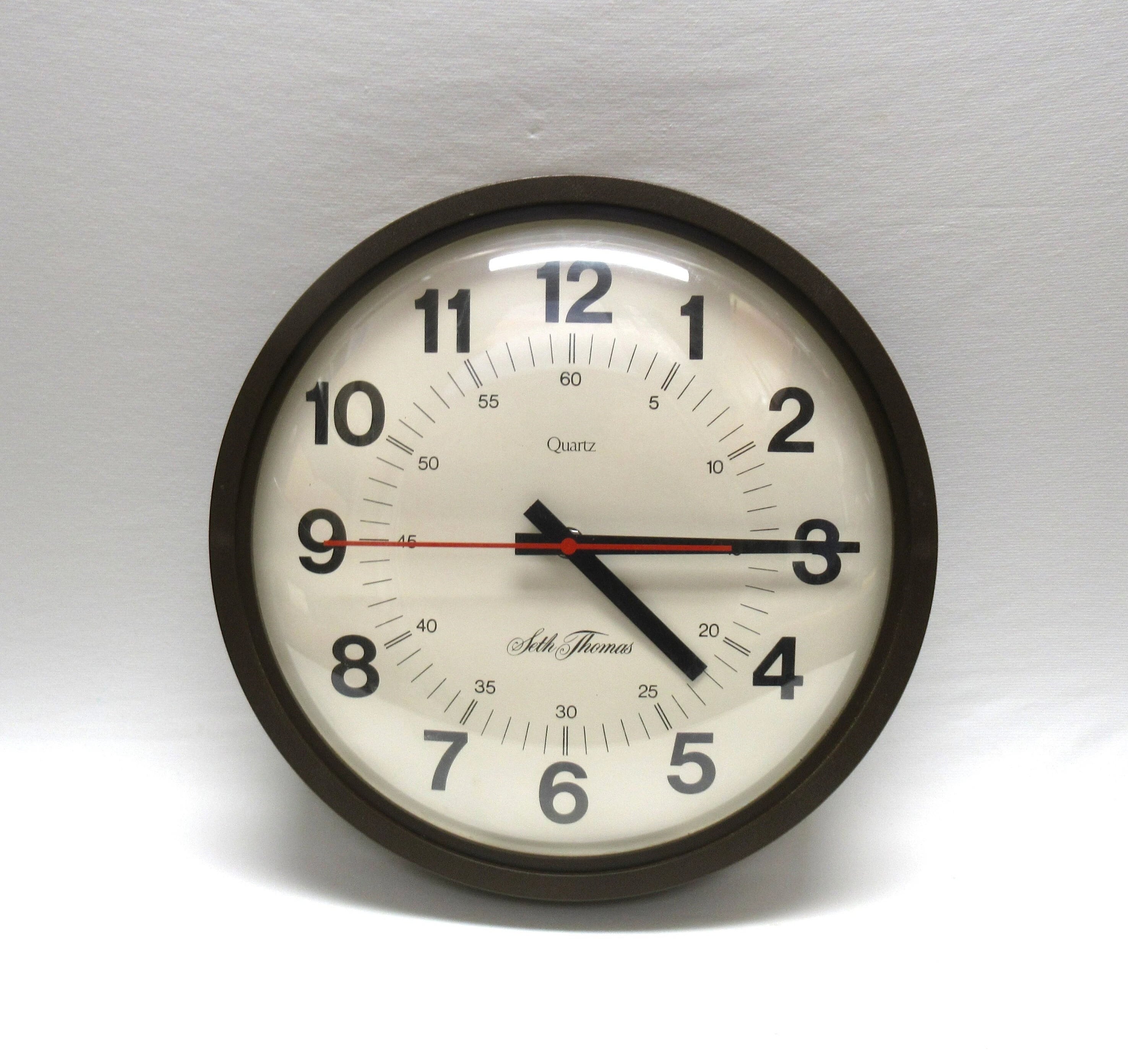 Vintage Seth Thomas School House Clock, Brown Hard Round Plastic - Main Image