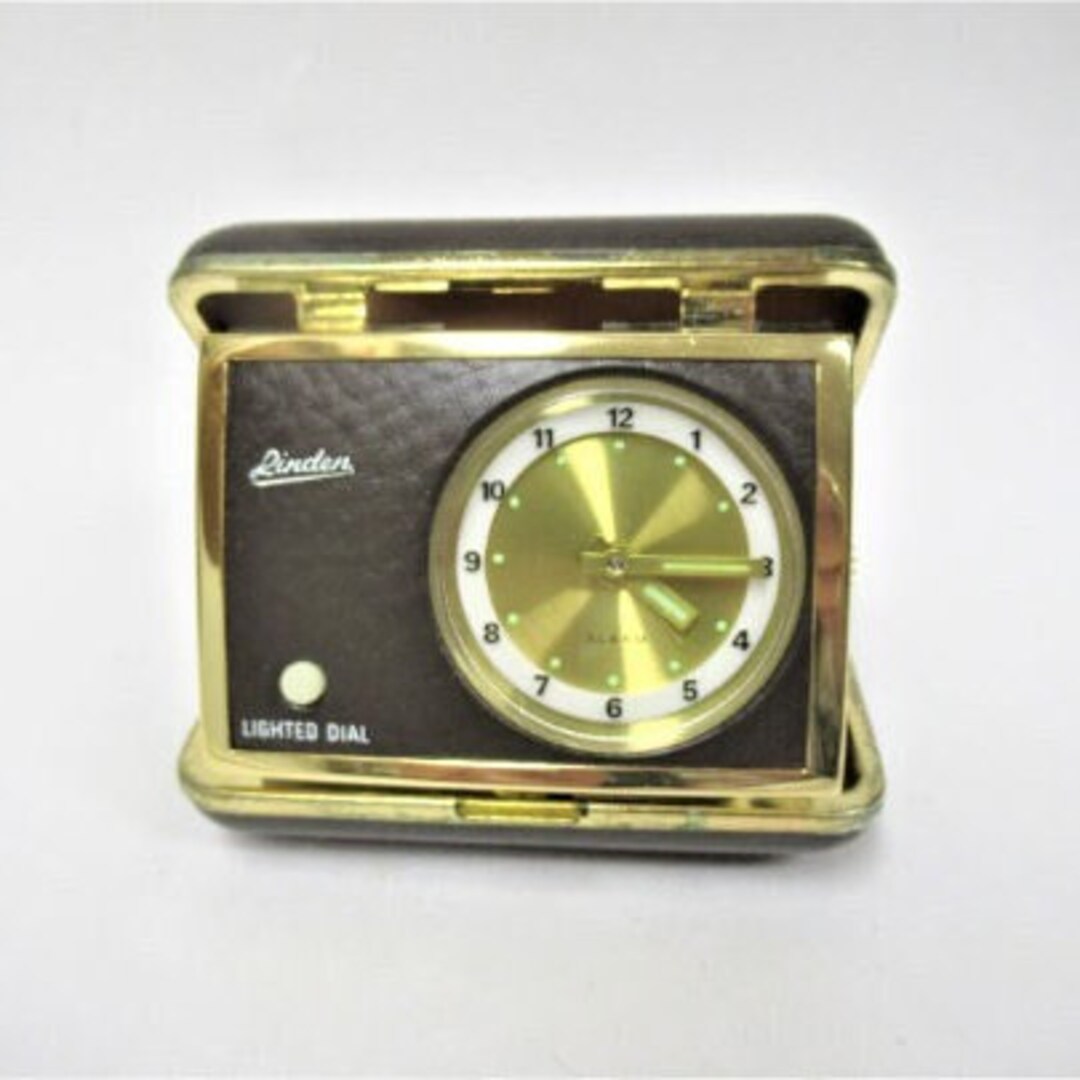 Vintage Linden Travel Alarm Clock W/ Lighted Dial, Made in Japan Brown