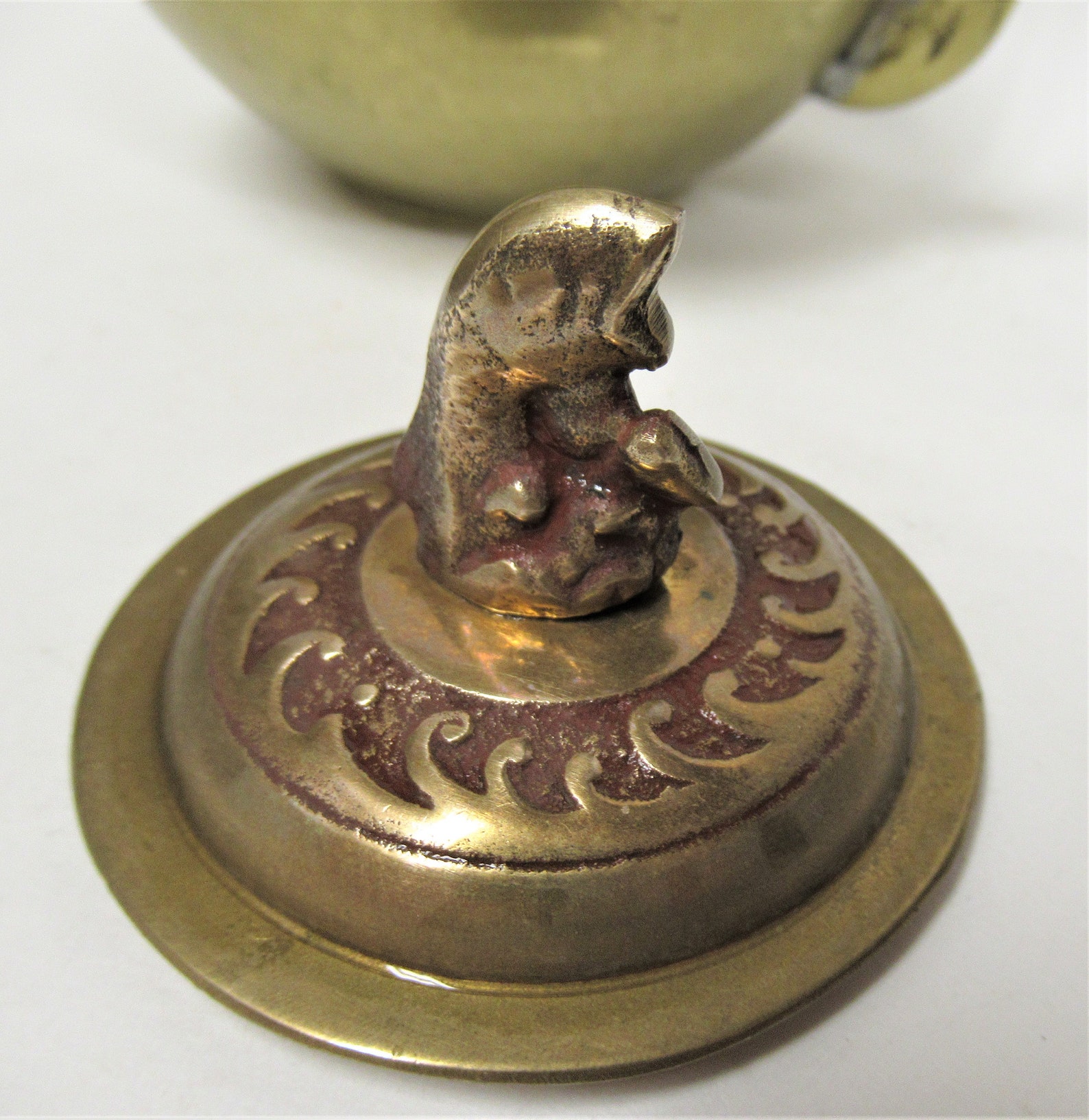 Vintage Etched Brass Teapot With Fish Knob Small Child's Etsy