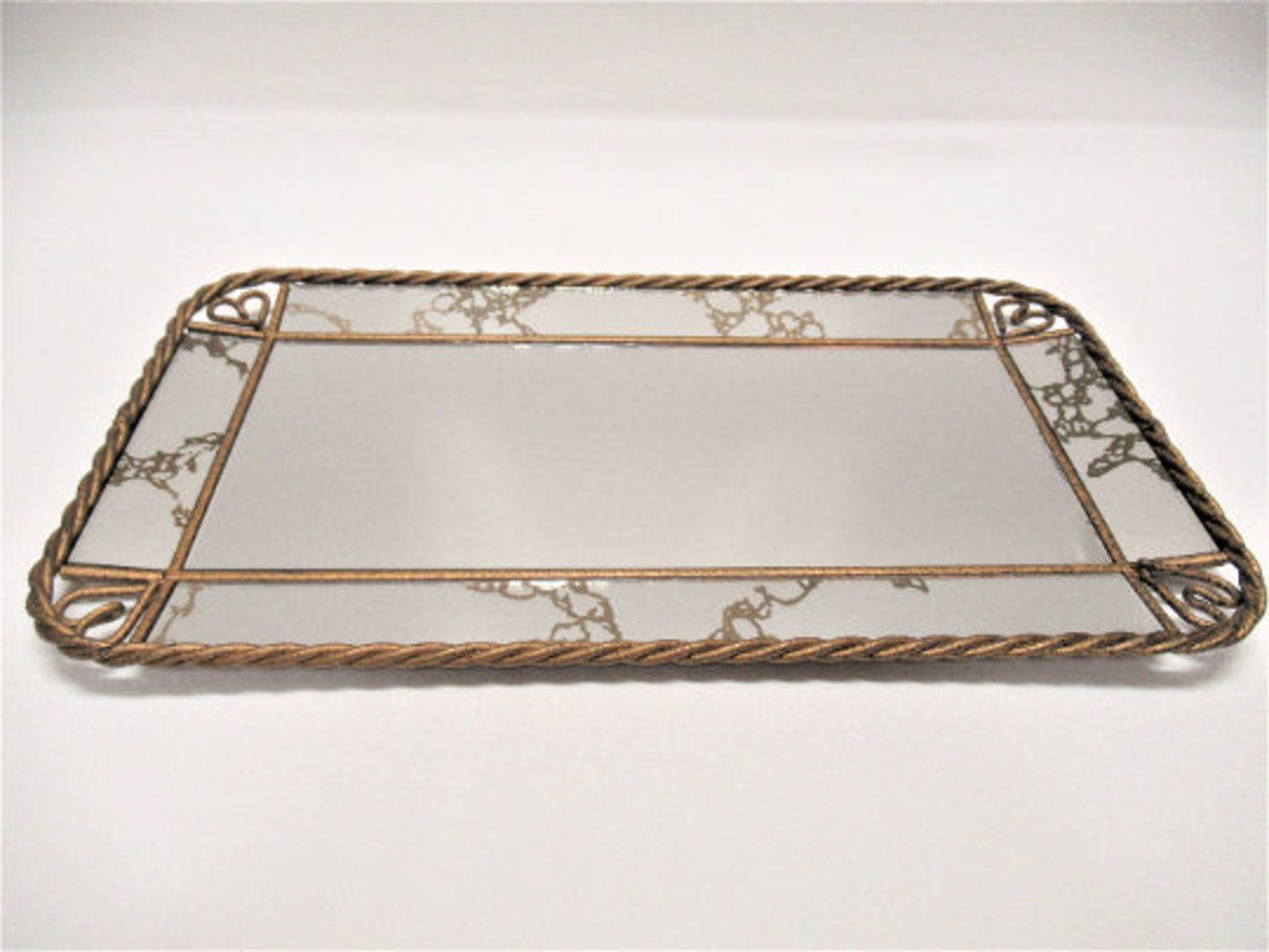 Vintage Twisted Metal Rope Brass Tone Mirror 1980s Vanity Etsy