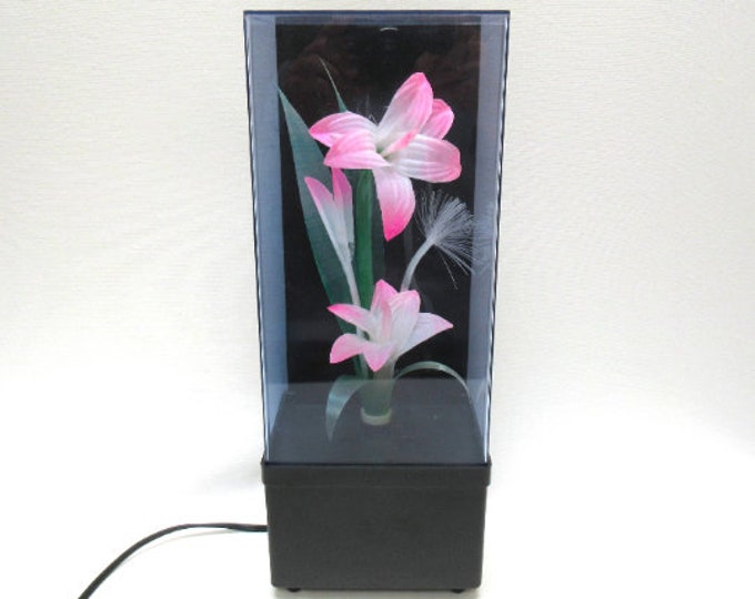 Vintage Fiber Optic Light Box, 1980s Lamp With Flowers Color Changing