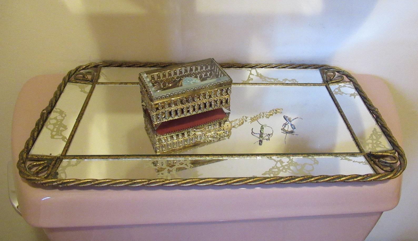 Vintage Twisted Metal Rope Brass Tone Mirror 1980s Vanity Etsy