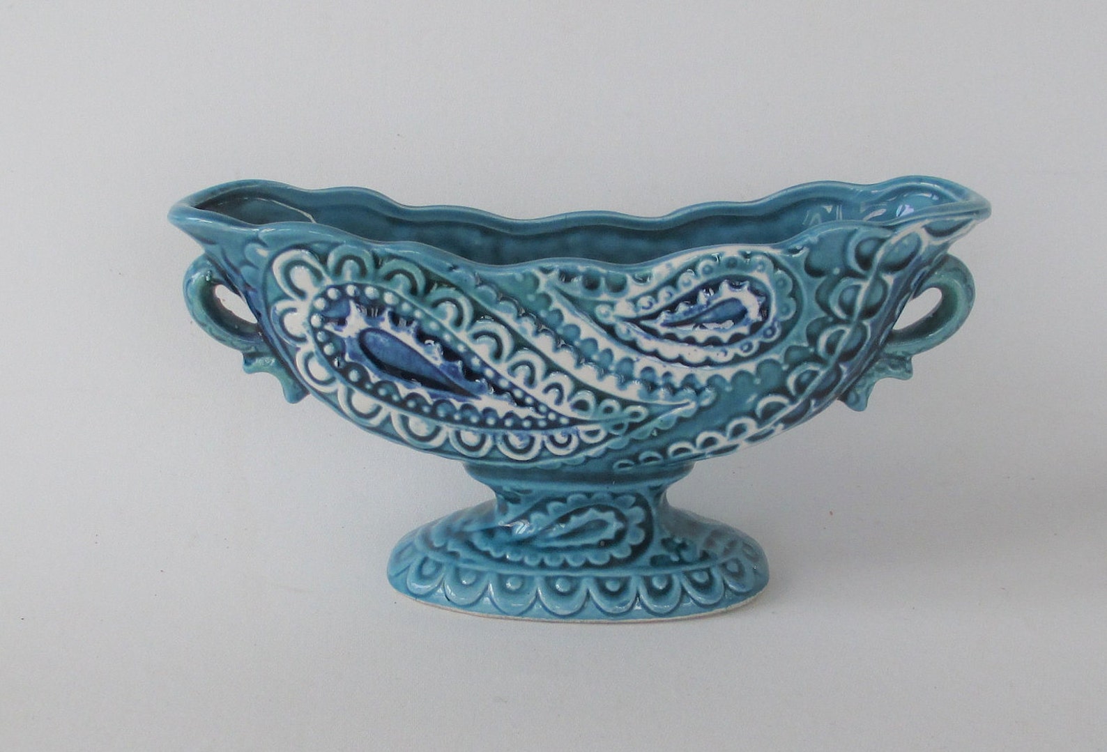 Vintage Relpo Blue Paisley Planter 5880 MCM Japan Pottery Etsy