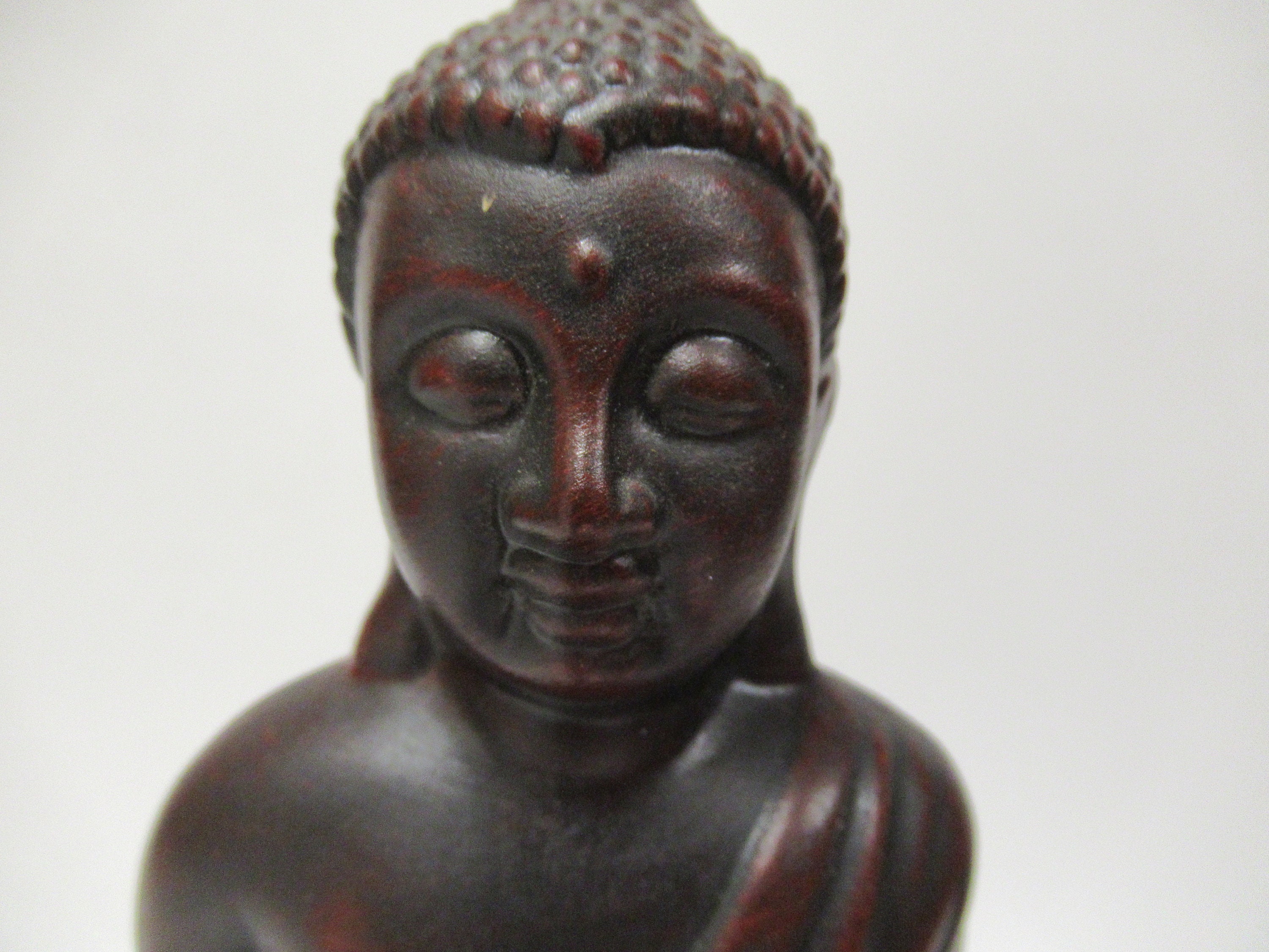 Vintage Ceramic Buddha Figurine Oxblood Maroon Painted Etsy