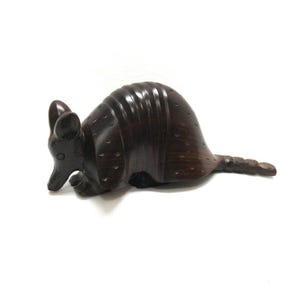 Vintage Armadillo Carved Ironwood Sculpture, Hand Carved Wooden Animal Figurine, Detailed Wood Carving, 6.75&quot; long