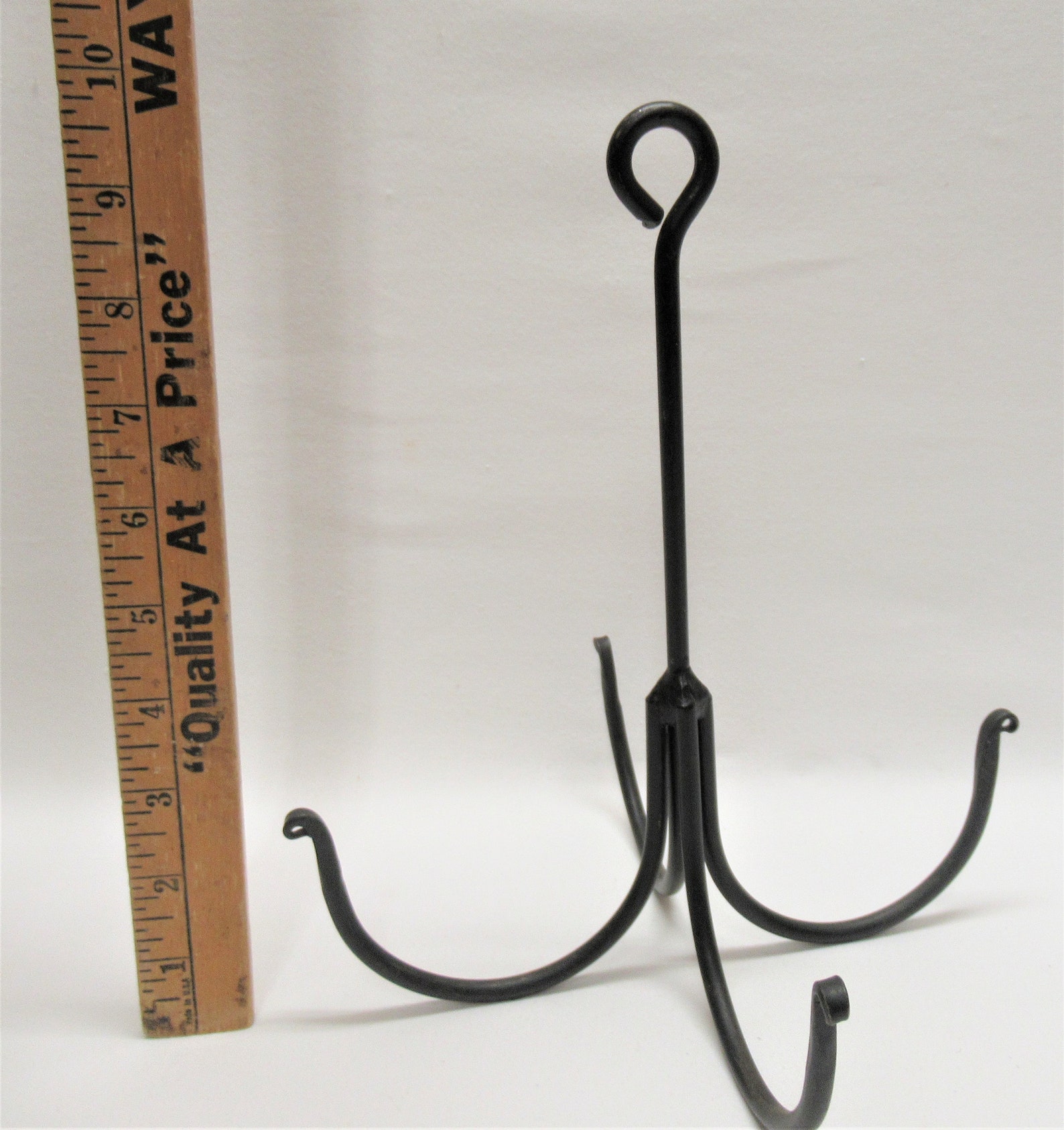 Vintage 4 Hook Wrought Iron Hanger Heavy Duty Metal Four Etsy