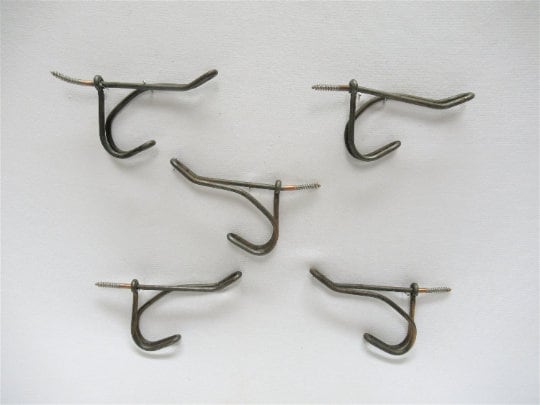 7 Vintage Wire Double Coat Hooks Architectural Salvage Restoration Hardware  Rustic Decor Metal Wall Hook Twisted Wire 
