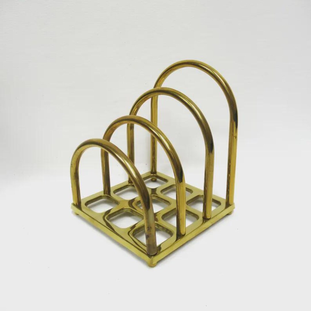 Vintage 1987 Solid Brass Letter Rack, Arched Mail Holder, Office Desk ...