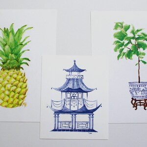 Blue Pagoda Watercolor Art Print image 4