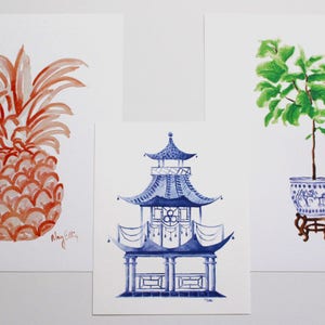 Blue Pagoda Watercolor Art Print image 3