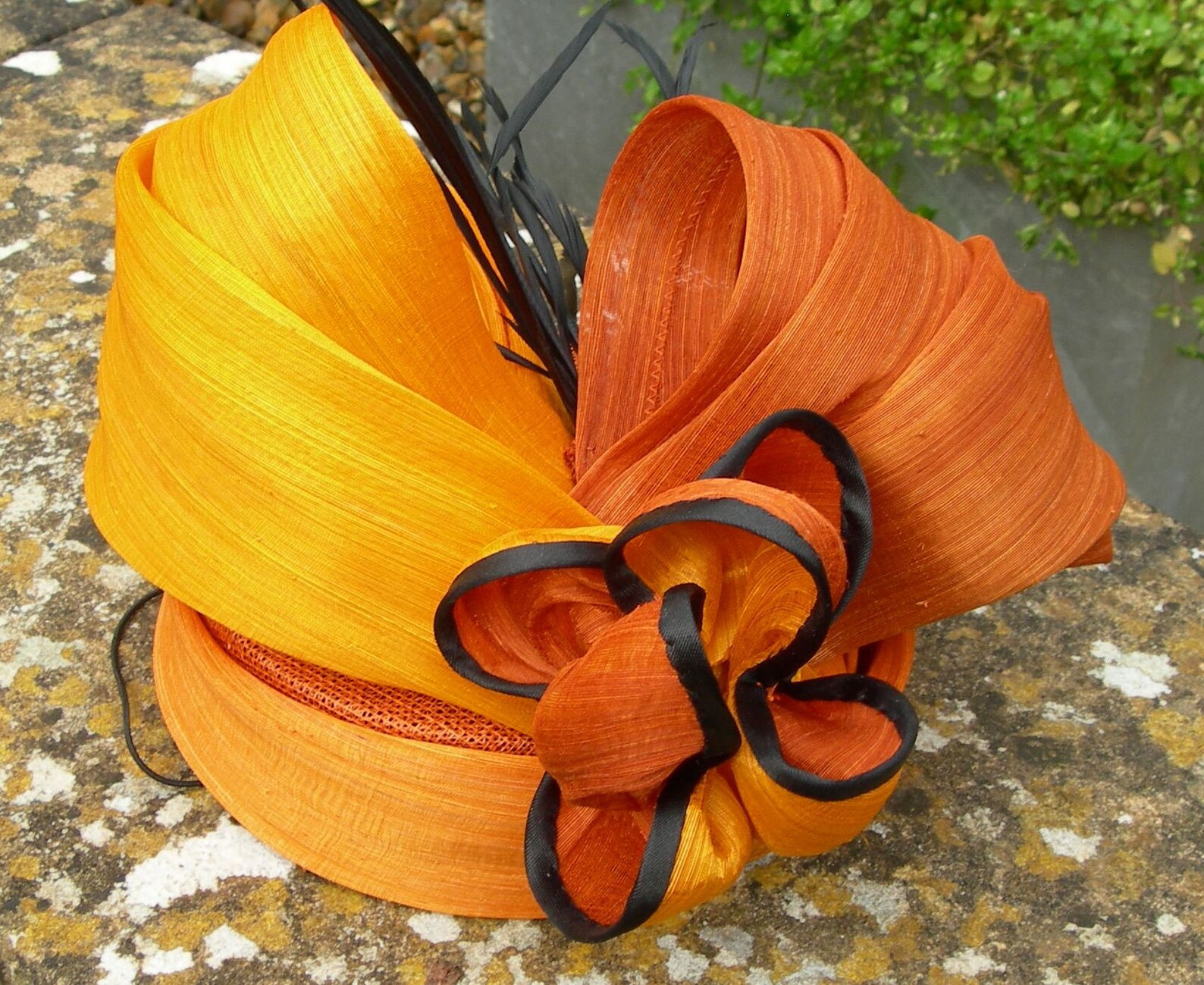 A Silk Abaca Headpiece Based on an Orange Sinamay Pillbox. Etsy